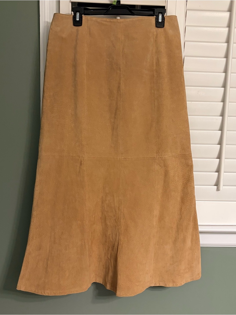 Vintage AMI Women's Tan Suede Leather A-Line Skirt